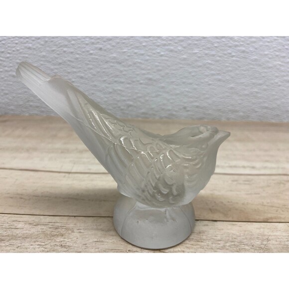 Vtg Frosted Glass Bird Figurine Desktop Paperweight - Picture 3 of 9